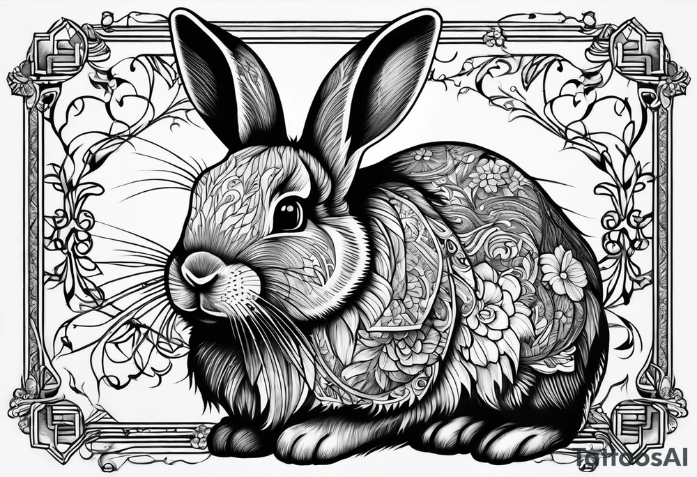 Bunny rabbit with Kirsty R written underneath tattoo idea