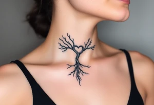 The Amity tree with intertwining roots, shaped into a heart, symbolizing peace and unity, representing sci fi movie Divergent tattoo idea