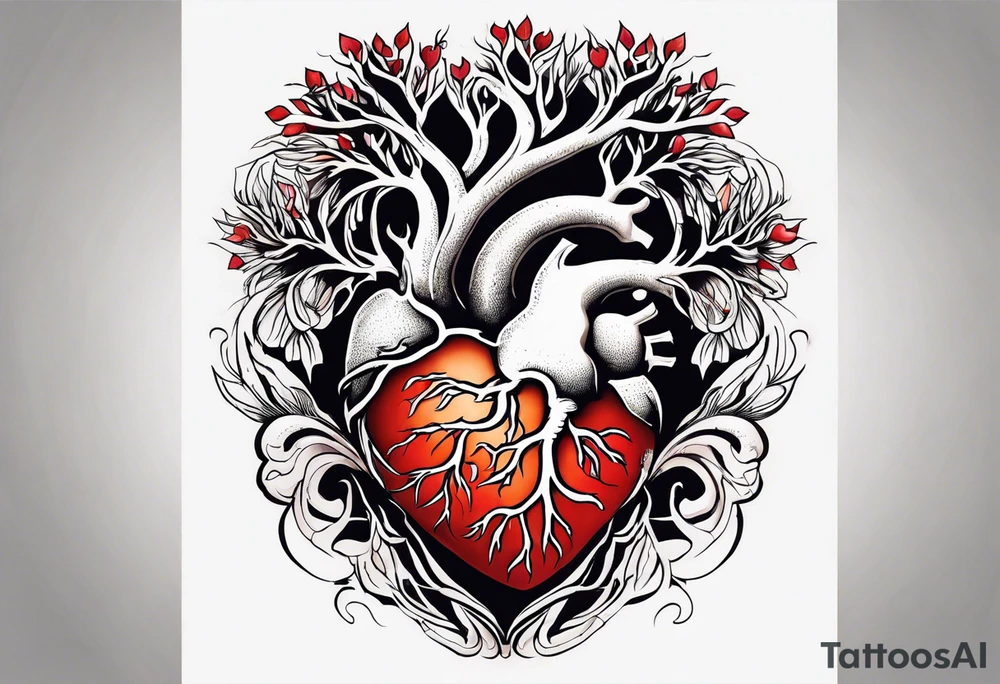 Heart with roots tattoo idea