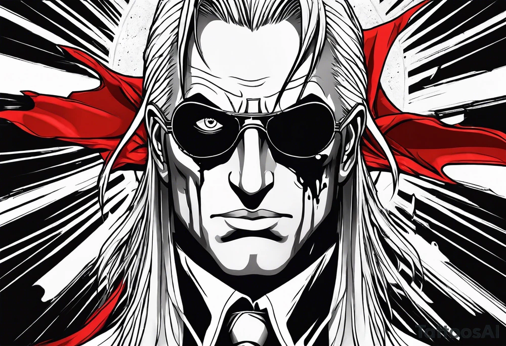 Bloody tears flow from Alucard's eye in Hellsing tattoo tattoo idea