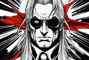 Bloody tears flow from Alucard's eye in Hellsing tattoo tattoo idea