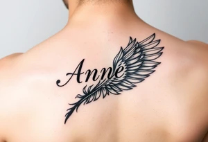 the name Anne in a phoenix feather tattoo idea
