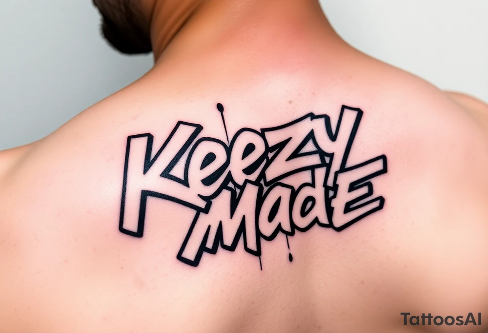 Graffiti spray paint style big fat hollow bubble lettering as one  (KeezY MadE) tattoo idea