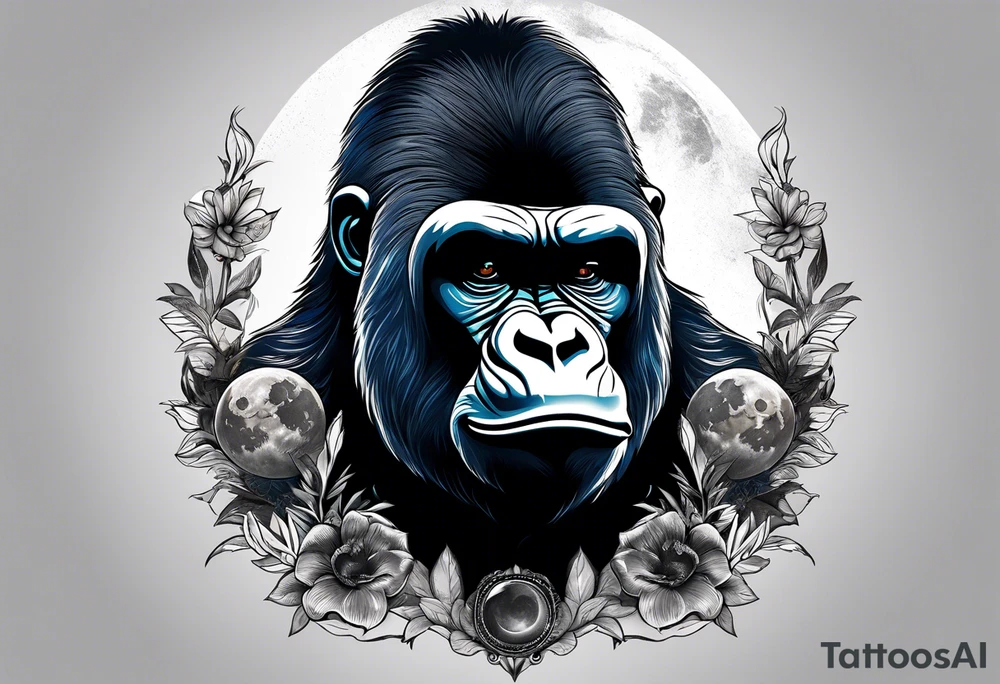Gorilla with moons tattoo idea