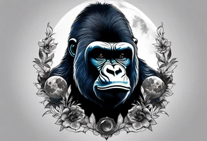 Gorilla with moons tattoo idea
