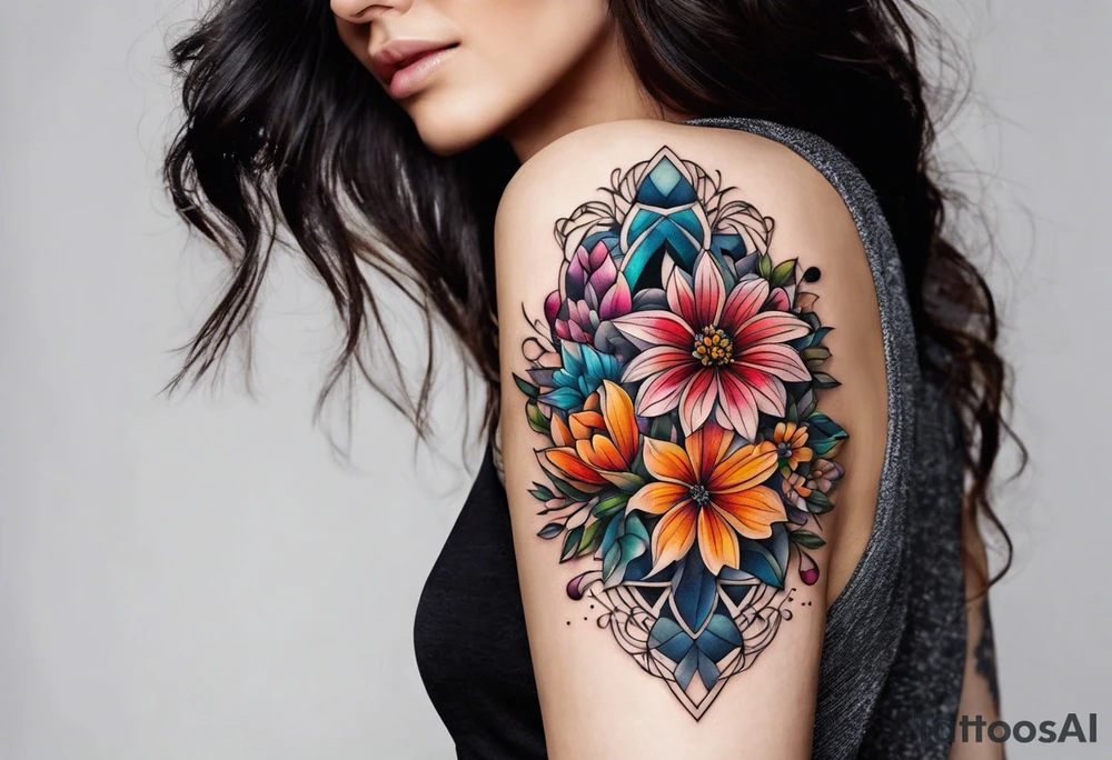 ornaments of flowers tattoo idea