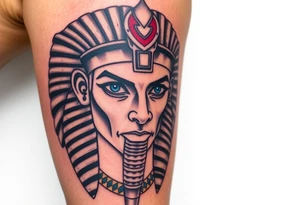 An Egyptian king with blue Eyes(only red , blue and black are possible colors) tattoo idea