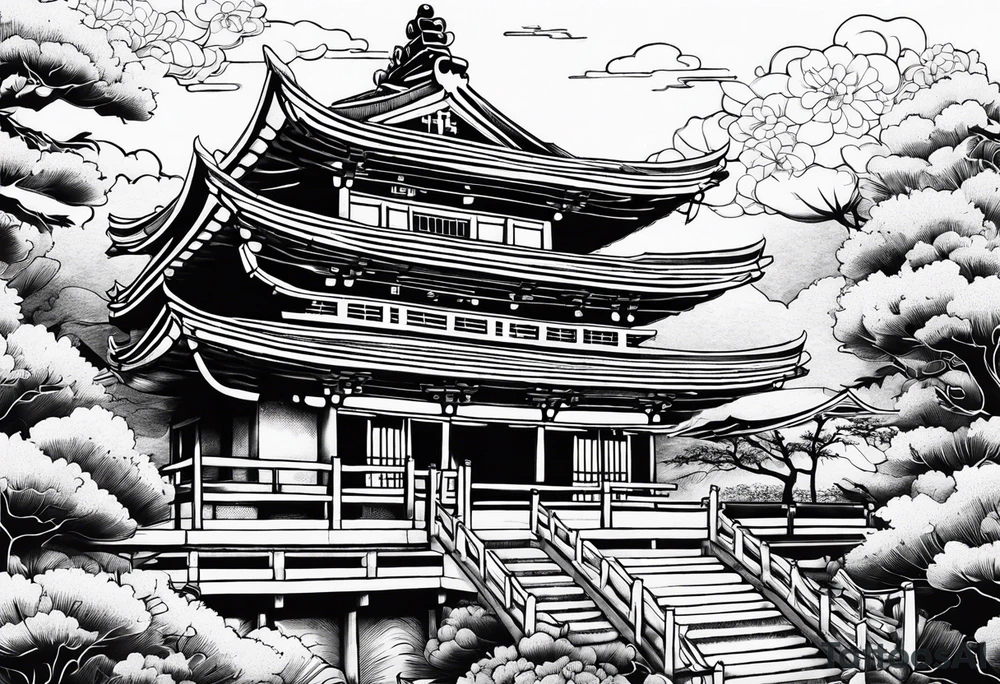 Japan buddist architecture tattoo tattoo idea