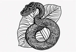 HidingLittle snake with monstera tattoo idea