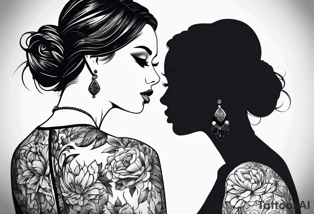 Woman silhouette tattoo idea