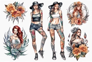Sexy girl full body tattoo idea