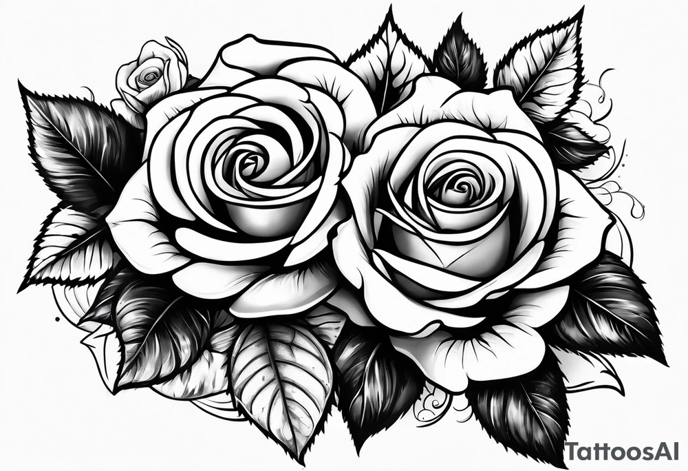 roses and cross with the names Aizen and Azaias tattoo idea