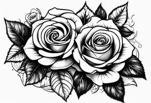 roses and cross with the names Aizen and Azaias tattoo idea