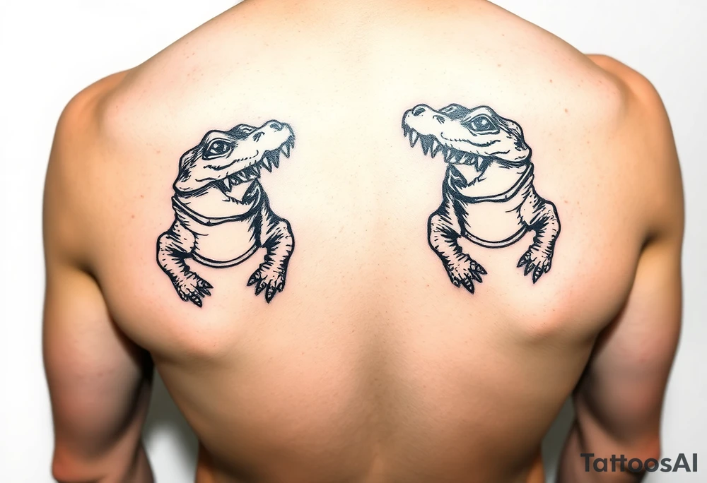 cartoon mardi gras alligators tattoo idea