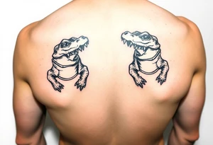 cartoon mardi gras alligators tattoo idea