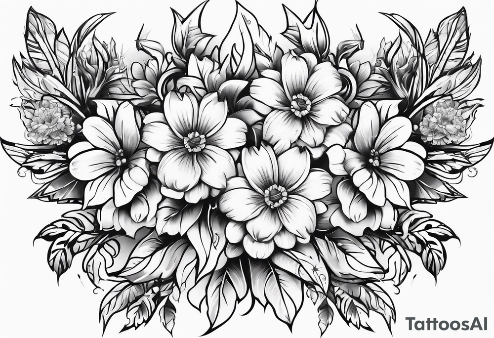 Western floral and stars tattoo idea