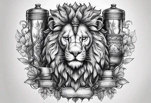 Dutch lion with sword in one hand and a beaker in the other tattoo idea