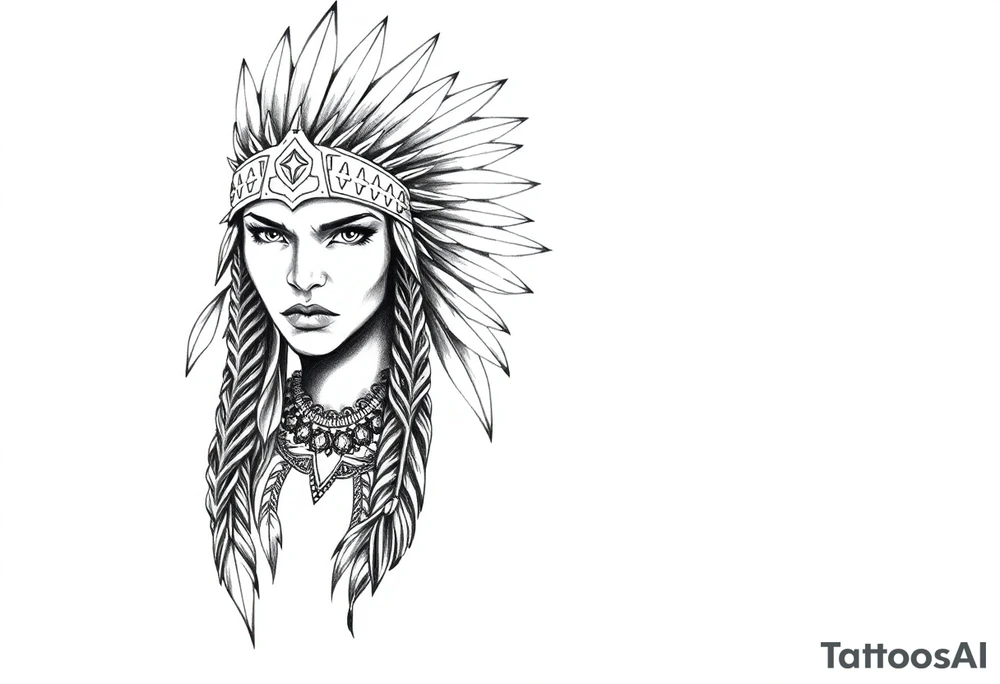 Fierce Female Native American tattoo idea