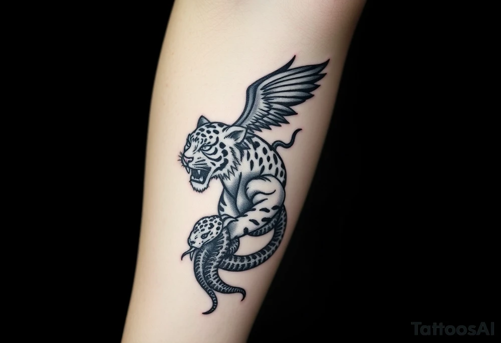 Crane, tiger, monkey and snake tattoo idea