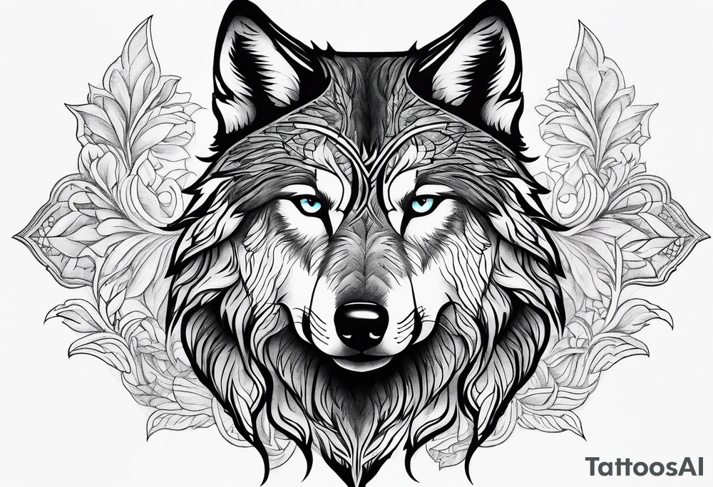 half left lone wolf face, lonely but wise tattoo idea