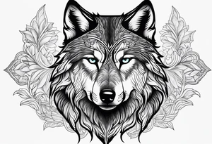half left lone wolf face, lonely but wise tattoo idea