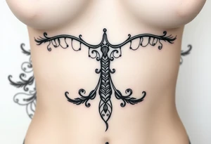 detailed library scales with detail in background tattoo idea