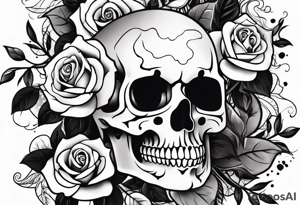 Rose and skull tattoo design tattoo idea
