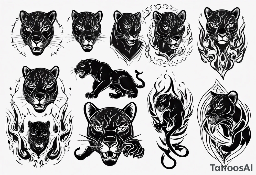 Panther with flames tattoo idea