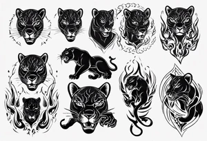 Panther with flames tattoo idea