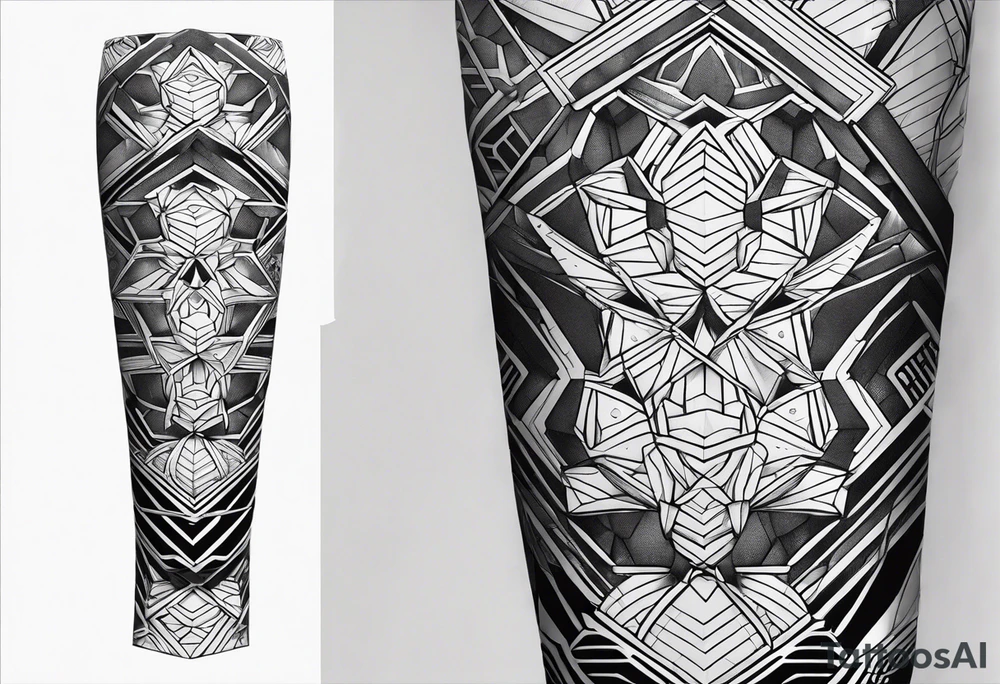 Honeycomb full leg sleeve male tattoo idea