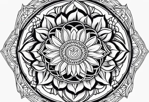 Forearm mandala design for Virgo zodiac sign and tulips tattoo idea