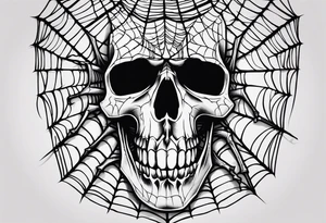 Skull on spider web that says “death before dishonour” on forehead with spiders dropping down to it tattoo idea