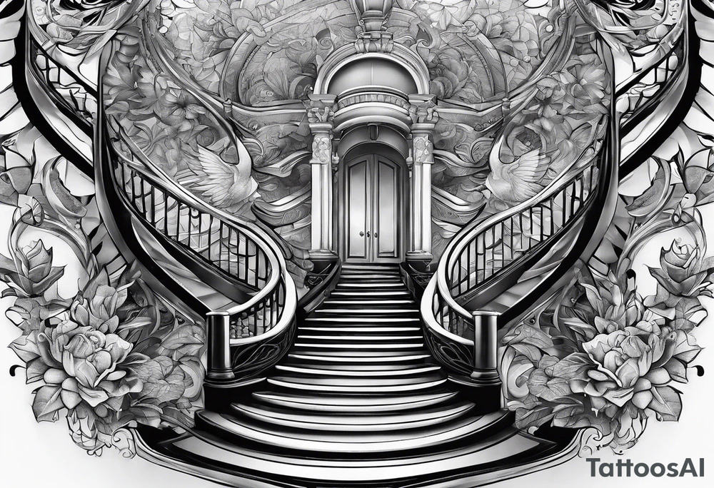 Winding staircase showcasing progress tattoo idea