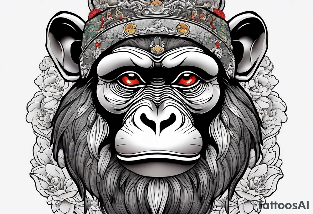 traditional chinese style monkey with full body tattoo idea
