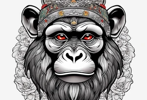 traditional chinese style monkey with full body tattoo idea