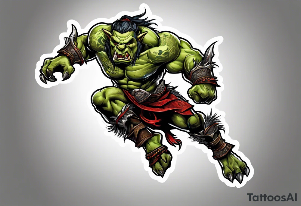 leaping orc tattoo idea