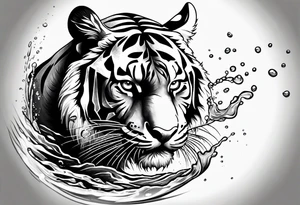 minimalist tiger splashing paw into water tattoo idea