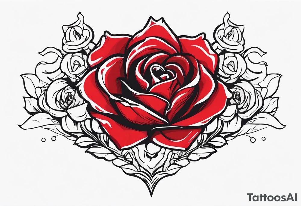 the red rose queen's golden crown with a heart tattoo idea