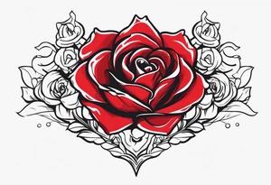 the red rose queen's golden crown with a heart tattoo idea