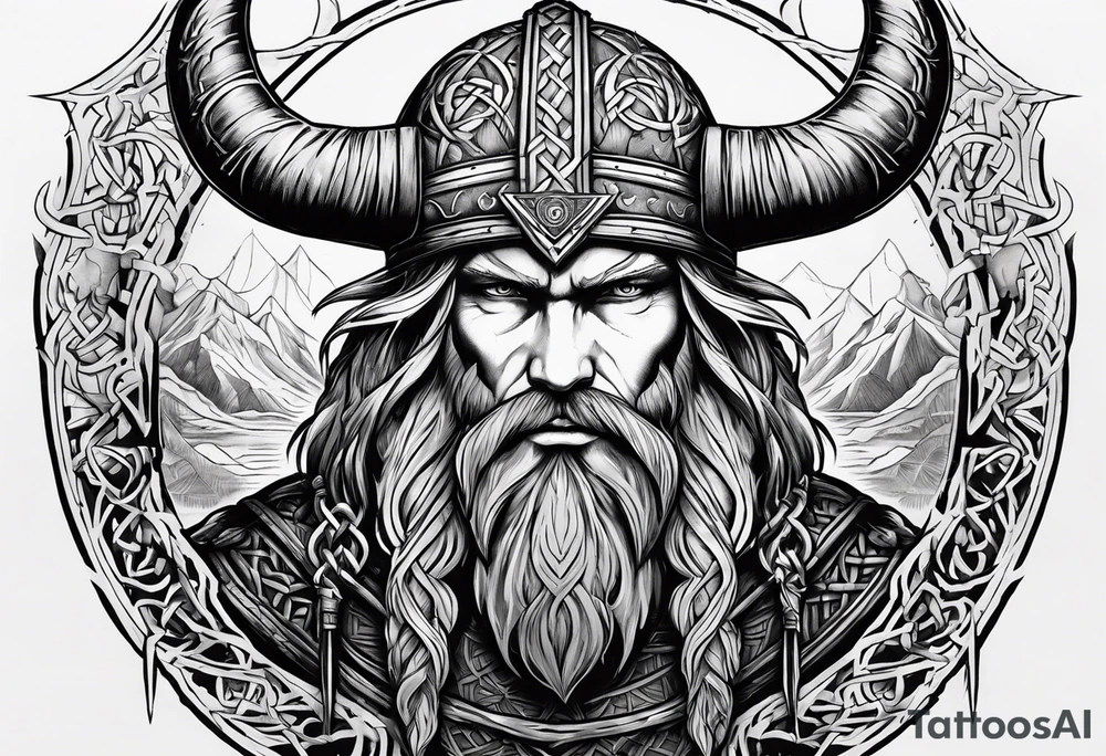 Make a viking shest tattoo dat cover the howl chest use the triple horns symbol and the web of wyrd symbol tattoo idea