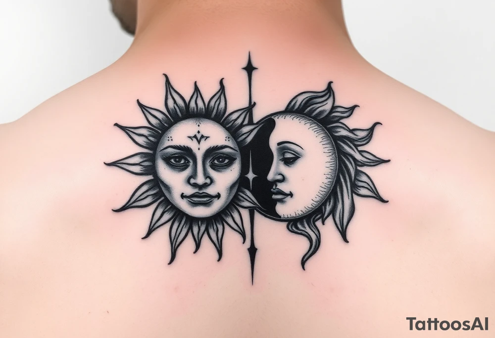 sunface (sunsign in aquarius) moonface (moonsign in pisces) tattoo idea