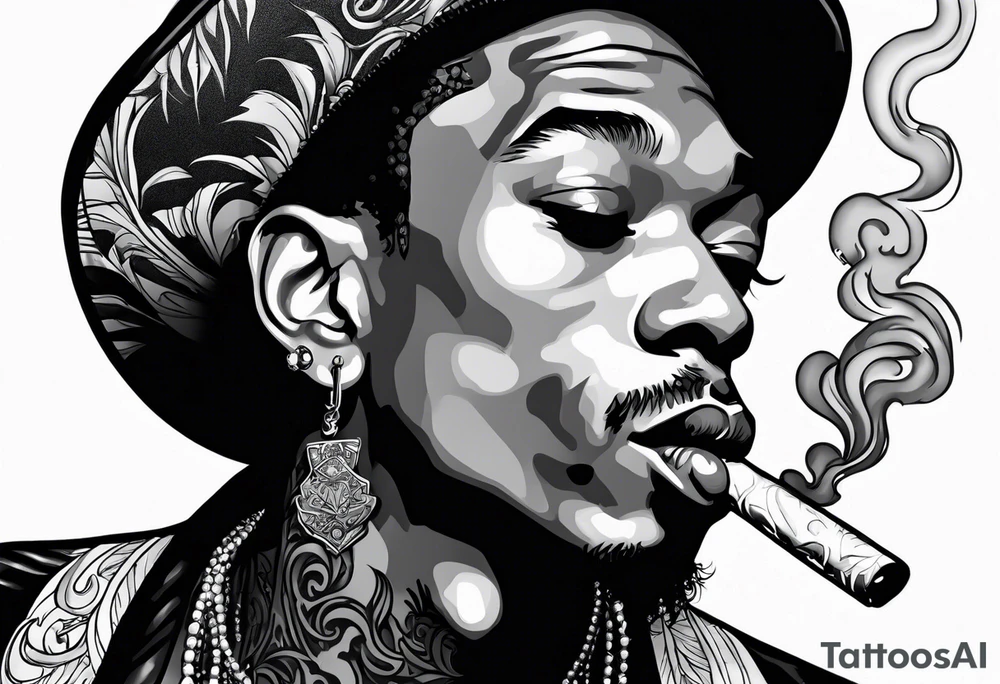 Wiz Khalifa smoking a joint tattoo idea