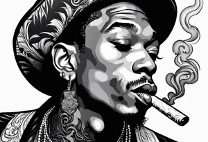 Wiz Khalifa smoking a joint tattoo idea