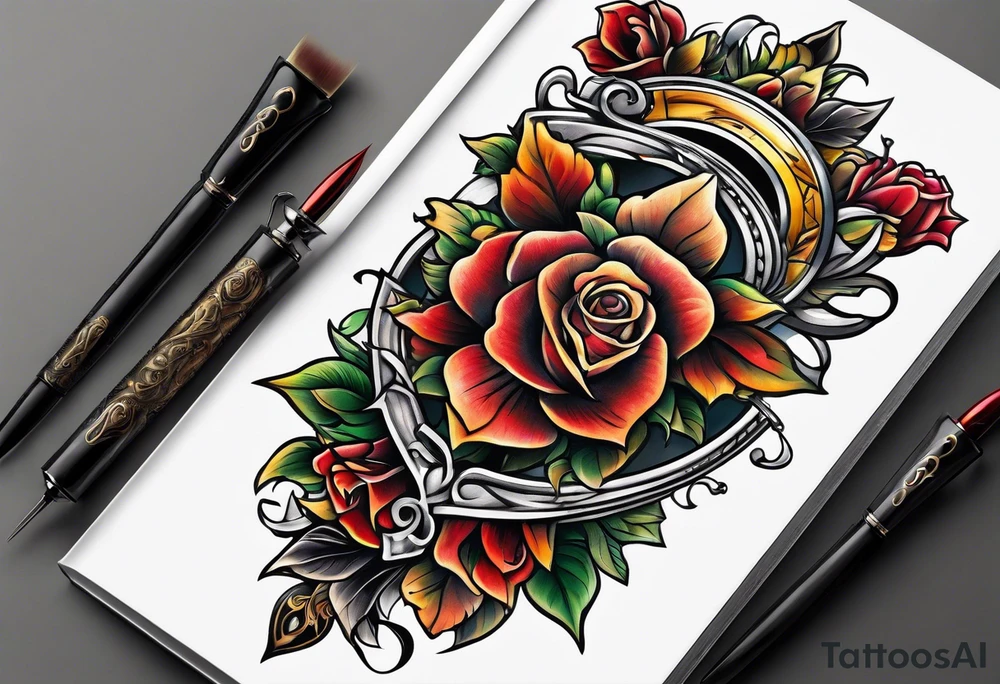 Book with dagger tattoo idea