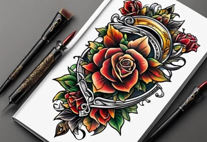 Book with dagger tattoo idea