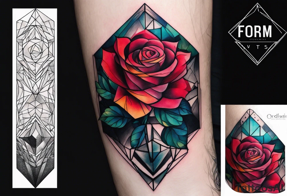 forearm tattoo, geometric rose, subtle, men, tattoo idea