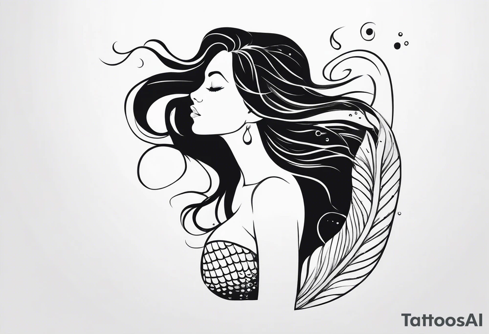 shape of a mermaid with a water seprent tattoo idea