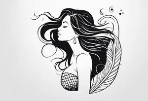 shape of a mermaid with a water seprent tattoo idea