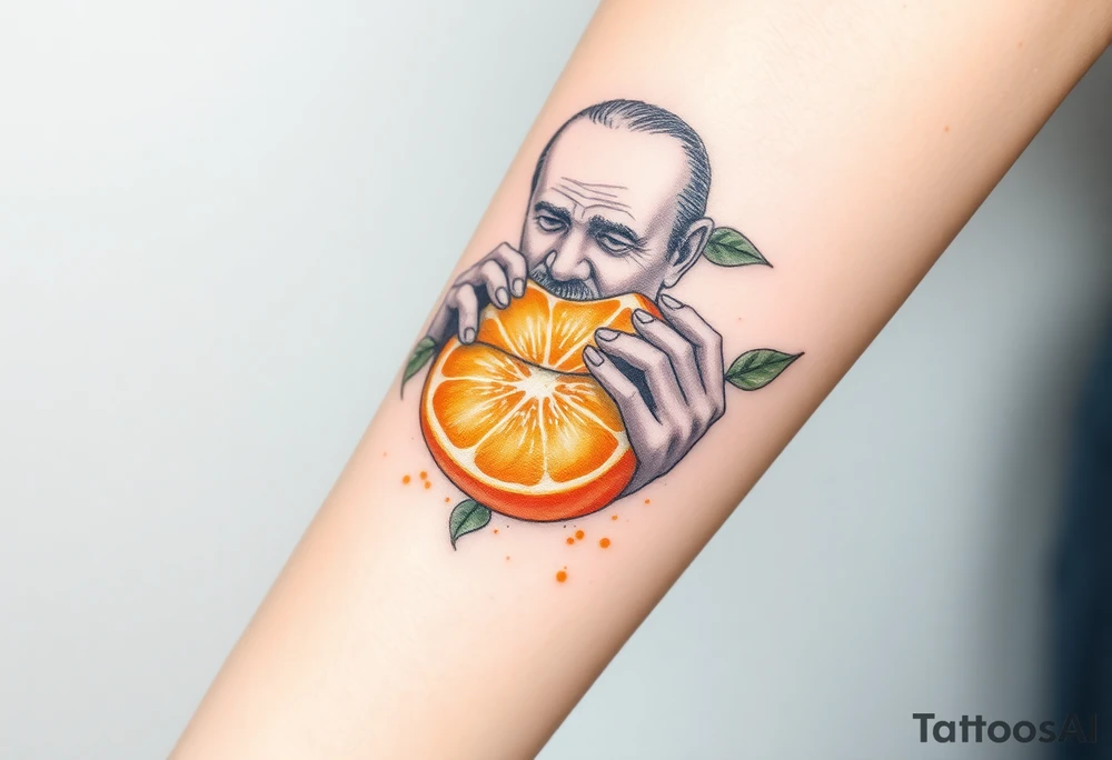 Grandfather peeling an orange tattoo idea