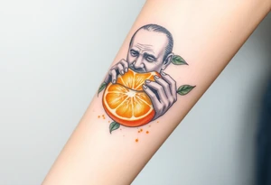 Grandfather peeling an orange tattoo idea